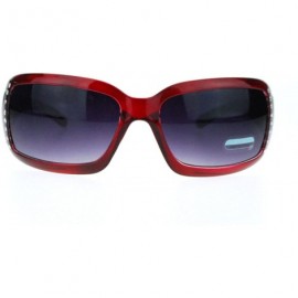 Rectangular Womens Rectangular Shield Sunglasses Rhinestones Animal Prints - Burgundy - CU11VVMX81V $11.26