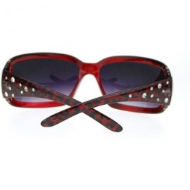 Rectangular Womens Rectangular Shield Sunglasses Rhinestones Animal Prints - Burgundy - CU11VVMX81V $11.26