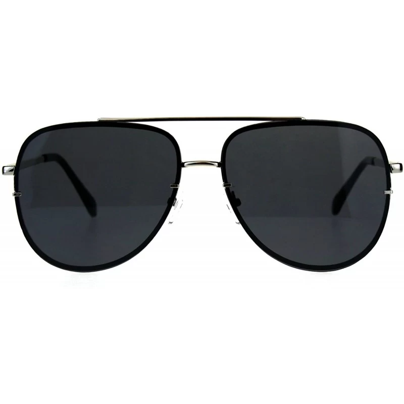 Rectangular Mens Classic Luxury Designer Pilots Fashion Sunglasses - Silver Black - CM18CIAXWYH $13.49