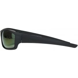 Sport Mens Color Mirror Lens Biker Style Warp Plastic Sunglasses - Matte Black Purple Mirror - C018M2DAAG3 $10.90