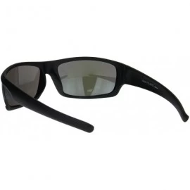 Sport Mens Color Mirror Lens Biker Style Warp Plastic Sunglasses - Matte Black Purple Mirror - C018M2DAAG3 $10.90