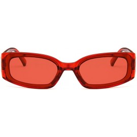 Rectangular Unisex Sunglasses Fashion Bright Black Grey Drive Holiday Rectangle Non-Polarized UV400 - Red - C618RLIZ44N $9.10