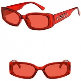 Rectangular Unisex Sunglasses Fashion Bright Black Grey Drive Holiday Rectangle Non-Polarized UV400 - Red - C618RLIZ44N $9.10