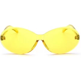 Rimless Vintage Fashion Rimless Oval Sunglasses Frameless Colored Lens - Yellow - CX18QSQNZDW $9.77