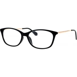 Rectangular Womens Magnified Reading Glasses Oval Rectangular Designer Frame - Black Gold - CP186UXHY0M $18.95