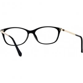 Rectangular Womens Magnified Reading Glasses Oval Rectangular Designer Frame - Black Gold - CP186UXHY0M $7.83
