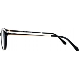 Rectangular Womens Magnified Reading Glasses Oval Rectangular Designer Frame - Black Gold - CP186UXHY0M $7.83