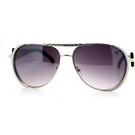 Aviator Womens Flat Top Aviator Sunglasses Luxury Designer Fashion Eyewear - Silver Black - CZ11WVHZC0F $20.20