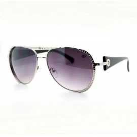 Aviator Womens Flat Top Aviator Sunglasses Luxury Designer Fashion Eyewear - Silver Black - CZ11WVHZC0F $12.76