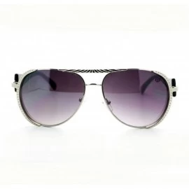 Aviator Womens Flat Top Aviator Sunglasses Luxury Designer Fashion Eyewear - Silver Black - CZ11WVHZC0F $12.76