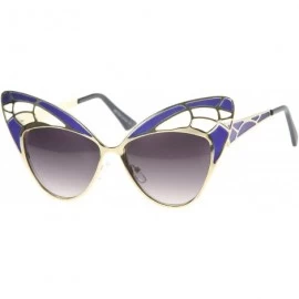 Butterfly Womens High Fashion Metal Cutout Oversize Butterfly Sunglasses 55mm - Blue-gold / Lavender - C412I21RMZB $15.77