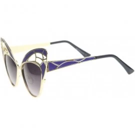 Butterfly Womens High Fashion Metal Cutout Oversize Butterfly Sunglasses 55mm - Blue-gold / Lavender - C412I21RMZB $15.77