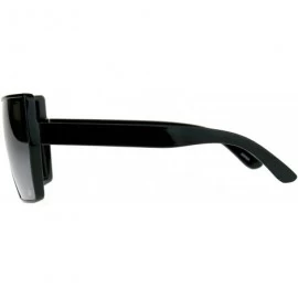 Oversized Extra Oversized Fashion Sunglasses Flat Top Shield Frame Mirror Lens - Black (Silver Mirror) - C418CNK2AQY $13.45