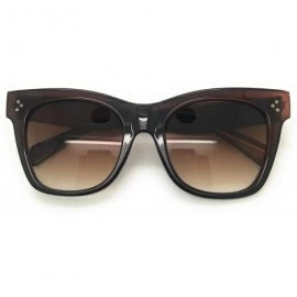 Oversized Womens Oversized Fashion Sunglasses Big Flat Square Frame UV 400 With Microfiber Case - Brown - C118OGG5CSG $10.79