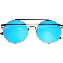 Round Round Designer Sunglasses for Women Men Double Bridge UV400 Protection Flat Lens - CD18DXYZZIW $16.35
