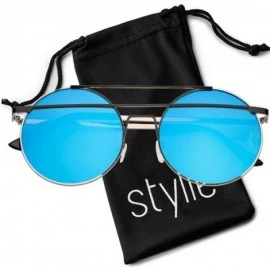 Round Round Designer Sunglasses for Women Men Double Bridge UV400 Protection Flat Lens - CD18DXYZZIW $10.25
