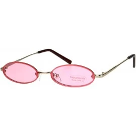 Oval Small Skinny Sunglasses Oval Rims Behind Lens Fashion Color Lens UV 400 - Gold (Pink) - C118SY9Z90N $20.03