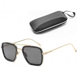 Aviator Sunglasses Metal Gold Square Frame Retro UV Protection - CE18WSZM8WR $24.89