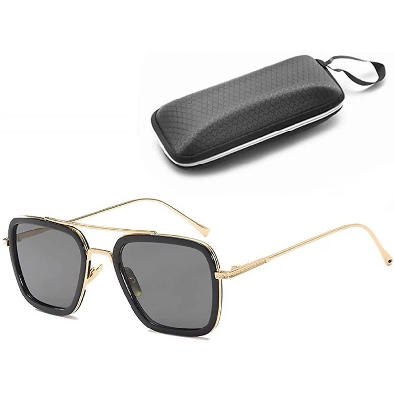 Aviator Sunglasses Metal Gold Square Frame Retro UV Protection - CE18WSZM8WR $10.81