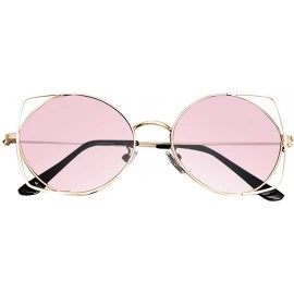 Rimless Sunglasses For Women - Cat Eye Mirrored Flat Lenses Metal Frame Eyewear Hollow Personality Glasses - CB18S9Q2KEO $6.72