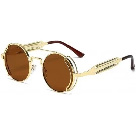 Rimless Steampunk Sunglasses Unisex-Modern Fashion Shade Glasses-Round Metal Frame - E - C3190ECNH2A $33.54