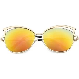 Goggle Women Clear Lens Cat Eye Sunglasses Metal Spectacle Frame Myopia Eyeglasses Sunglasses - Orange - CE18SX9U03S $6.29