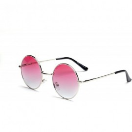Goggle Unisex Round Fashion Sunglasses - Silver/Pink - CF18WU9GTYL $52.76