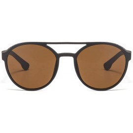 Rectangular Women's Fashion Cat Eye Shade Sunglasses Integrated Stripe Vintage Glasses Luxury Accessory (Brown) - Brown - CZ1...