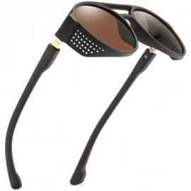 Rectangular Women's Fashion Cat Eye Shade Sunglasses Integrated Stripe Vintage Glasses Luxury Accessory (Brown) - Brown - CZ1...