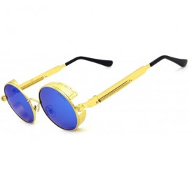 Oval Steampunk Style Round Vintage Polarized Sunglasses Retro Eyewear UV400 Protection Matel Frame - C7182WCMIL4 $33.67