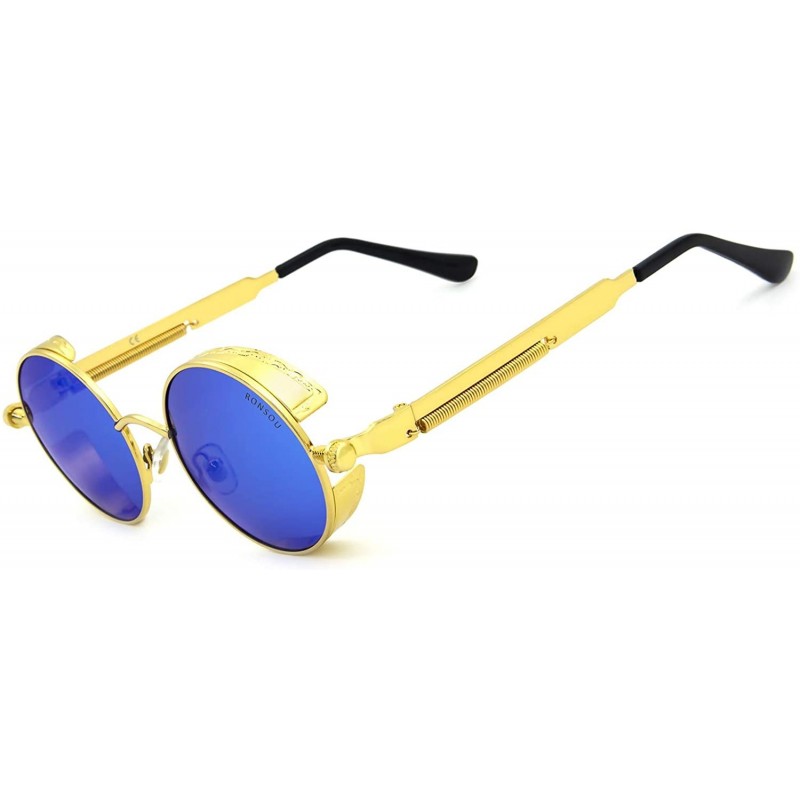 Oval Steampunk Style Round Vintage Polarized Sunglasses Retro Eyewear UV400 Protection Matel Frame - C7182WCMIL4 $19.47