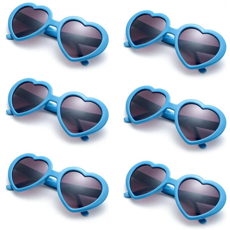 Aviator 6 Neon Colors Heart Shape Party Favors Sunglasses - Multi Packs - 6-pack Blue - CB183LNDE5L $11.47