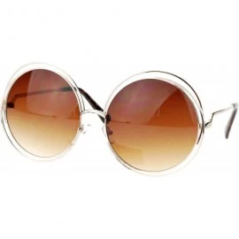 Oversized Avant Garde Double Circle Frame Round Designer Fashion Retro Sunglasses - Gold Brown - C2122BLSOKZ $20.60