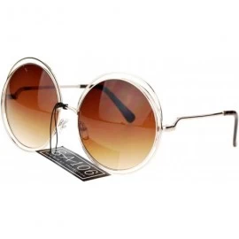 Oversized Avant Garde Double Circle Frame Round Designer Fashion Retro Sunglasses - Gold Brown - C2122BLSOKZ $13.56