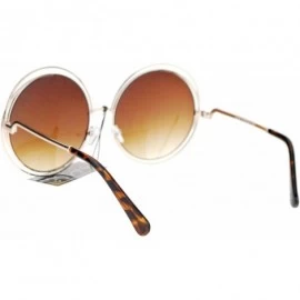 Oversized Avant Garde Double Circle Frame Round Designer Fashion Retro Sunglasses - Gold Brown - C2122BLSOKZ $13.56