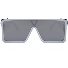 Shield Classic Flat Top Shield Sunglasses for men women Oversized sunglasses square sunglasses retro sunglasses - 8 - C6193LL...