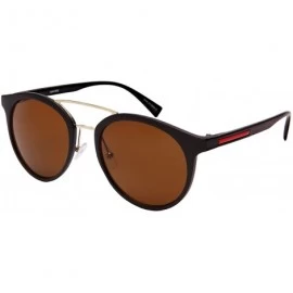 Oval Oval Sunglasses with Mini Brow Bar and Wood Patterned Frame 53095WD-SD - Matte Black - C0183XK9R0C $10.67