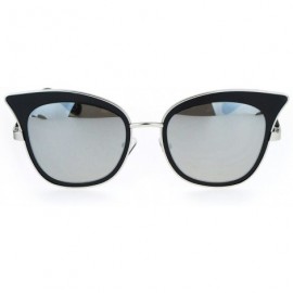 Cat Eye Womens Bat Shape Double Frame Retro Cat Eye Sunglasses - Black Mirror - CV12NT9XGAW $25.42