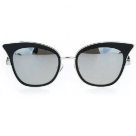 Cat Eye Womens Bat Shape Double Frame Retro Cat Eye Sunglasses - Black Mirror - CV12NT9XGAW $14.09