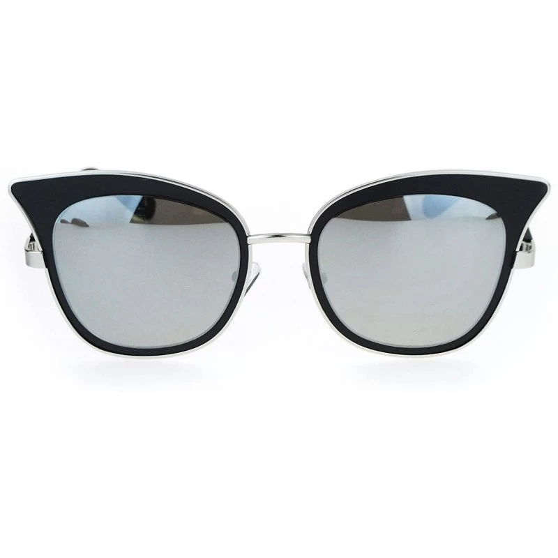 Cat Eye Womens Bat Shape Double Frame Retro Cat Eye Sunglasses - Black Mirror - CV12NT9XGAW $14.09