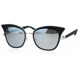 Cat Eye Womens Bat Shape Double Frame Retro Cat Eye Sunglasses - Black Mirror - CV12NT9XGAW $14.09