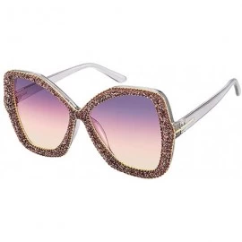Oversized Sparkling Crystal Cat Eye Sunglasses UV Protection Rhinestone Sunglasses - Pink2046 - C318XRX2REC $31.96