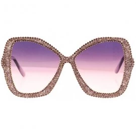 Oversized Sparkling Crystal Cat Eye Sunglasses UV Protection Rhinestone Sunglasses - Pink2046 - C318XRX2REC $31.96