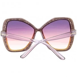 Oversized Sparkling Crystal Cat Eye Sunglasses UV Protection Rhinestone Sunglasses - Pink2046 - C318XRX2REC $31.96