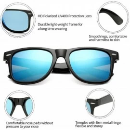 Sport Retro Polarized Sunglasses for Men Women Brand Designer Square UV400 Lens Sun Glasses - Black/Blue Mirror - CS18Q5DSWG4...