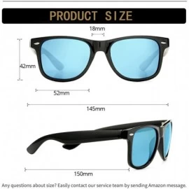 Sport Retro Polarized Sunglasses for Men Women Brand Designer Square UV400 Lens Sun Glasses - Black/Blue Mirror - CS18Q5DSWG4...