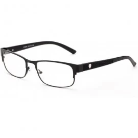 Square "Divide" Aluminum Brushed Prescription Ready Clear Lens Rx Frames - Black - CP12KRZF9FZ $18.06