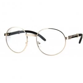 Round Round Clear Lens Glasses Wood Buffs Stylish Fashion Eyeglasses UV 400 - Gold - CF189NRKWOZ $21.78