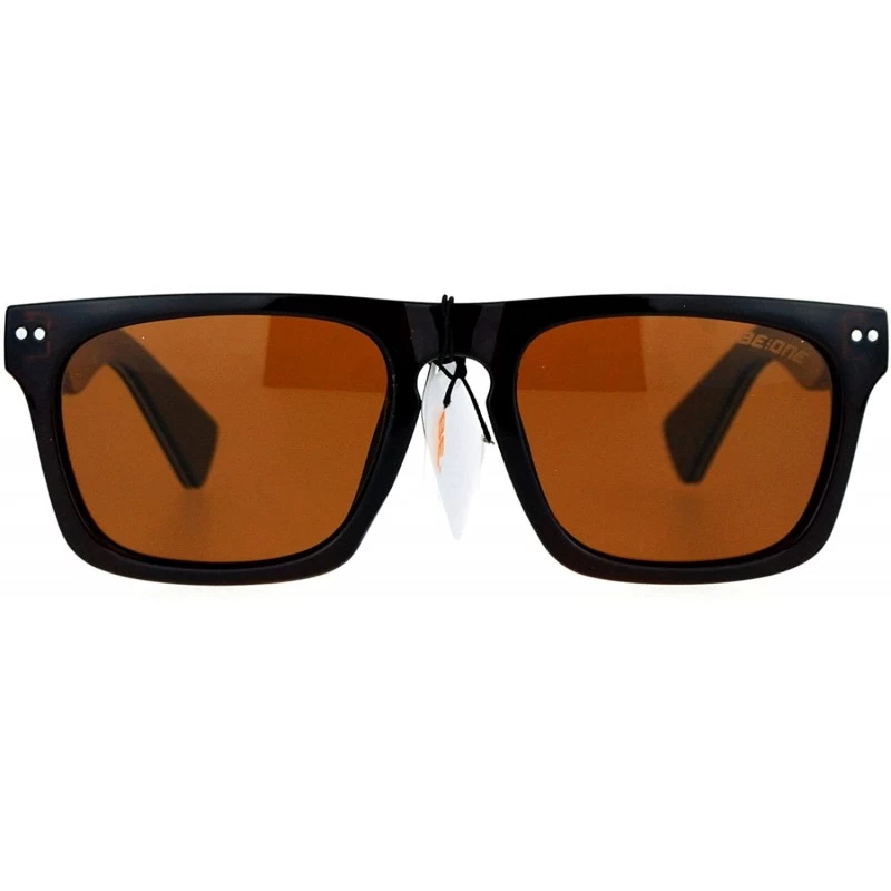 Rectangular Be One Polarized Sunglasses Unisex Classic Square Rectangular Fashion - Brown (Brown) - CB188KML0CQ $23.45