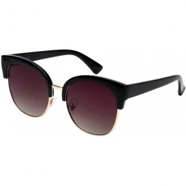 Rimless Horned Rim Half Frame Sunglasses w/Flat Gradient Lens 32172TT-FLAP - Black - CD12K7JU6O5 $20.24